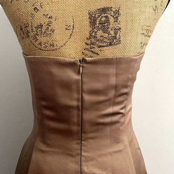 Michaelangelo 8078 Bridesmaid's‎ Dress Tan Strapless Formal Ballgown Size 10 - Picture 5 of 6